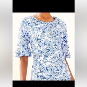 Lilly Pulitzer Fiesta Top in Coastal Blue Fancy Feet in Size 0